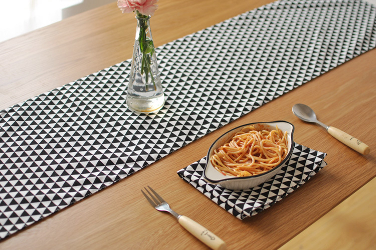 北欧简约现代几何桌旗 黑色三角餐旗茶几旗盖布家居布艺床旗示例图10