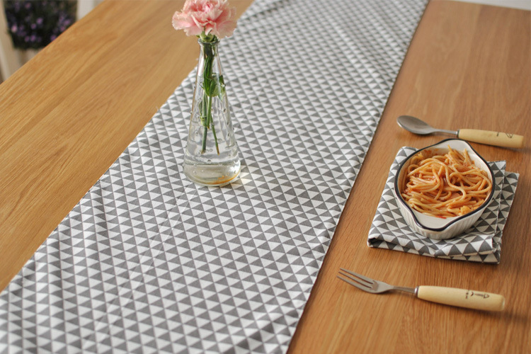 北欧简约现代几何桌旗 黑色三角餐旗茶几旗盖布家居布艺床旗示例图2