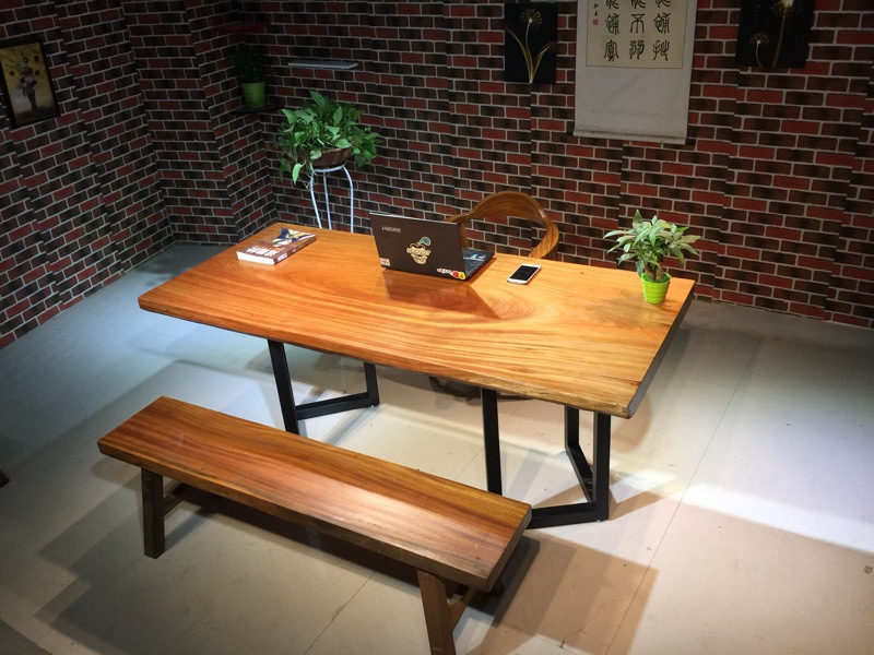华夏龙德轩乌金木实木大板桌整块原木书桌特价胡桃木办公桌可定制示例图12