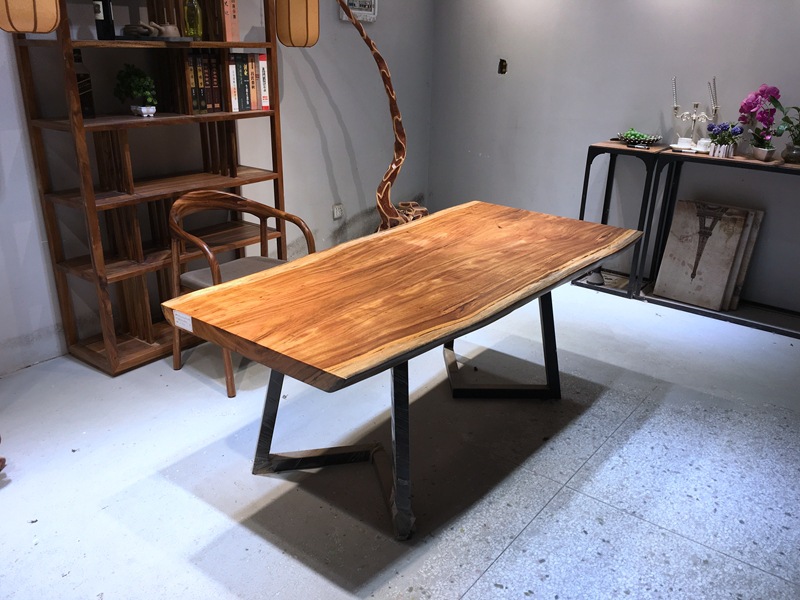 华夏龙德轩乌金木实木大板桌整块原木书桌特价胡桃木办公桌可定制示例图7