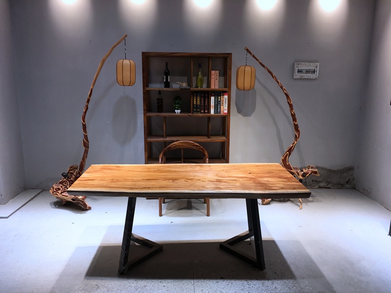 华夏龙德轩乌金木实木大板桌整块原木书桌特价胡桃木办公桌可定制示例图5