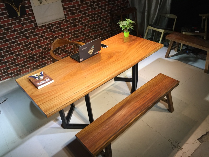 华夏龙德轩乌金木实木大板桌整块原木书桌特价胡桃木办公桌可定制示例图4