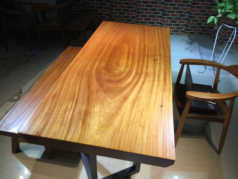 华夏龙德轩乌金木实木大板桌整块原木书桌特价胡桃木办公桌可定制示例图9