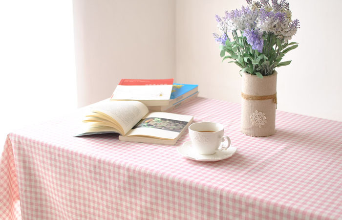 厂家供应韩式清新粉色格子小清新餐桌布 书桌盖布 布艺批发多尺寸示例图9
