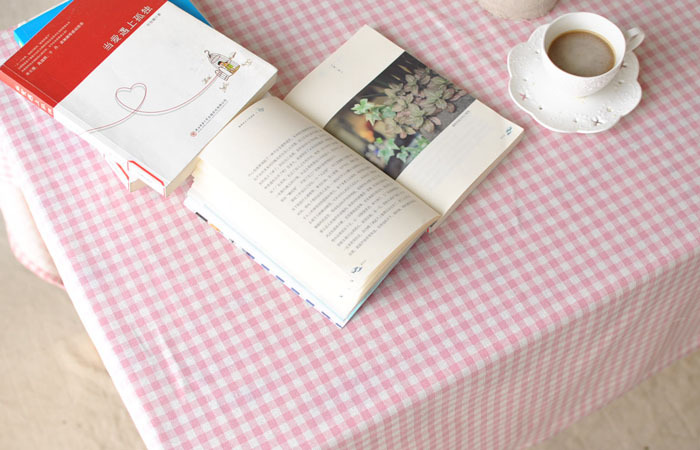 厂家供应韩式清新粉色格子小清新餐桌布 书桌盖布 布艺批发多尺寸示例图6