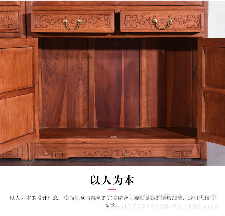 刺猬紫檀红木家具书柜商务办公室双门书架全实木质家用书房陈列架示例图4