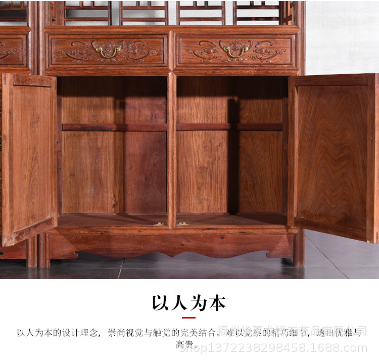 刺猬紫檀红木家具书柜书架全实木储物柜花梨木置物架原木质展示柜示例图12