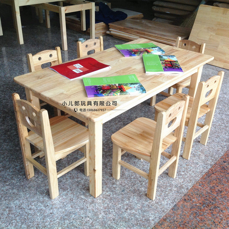 定做幼儿园桌椅 套装 杉木长方桌 学生书桌 绘画桌 学习桌子批发示例图1