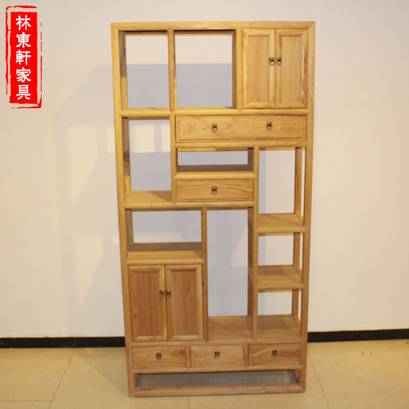 厂家批发定做老榆木书架纯实木博物架现代家具中式书架榫卯展示架示例图4