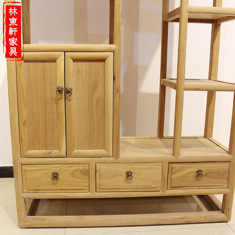 厂家批发定做老榆木书架纯实木博物架现代家具中式书架榫卯展示架示例图7