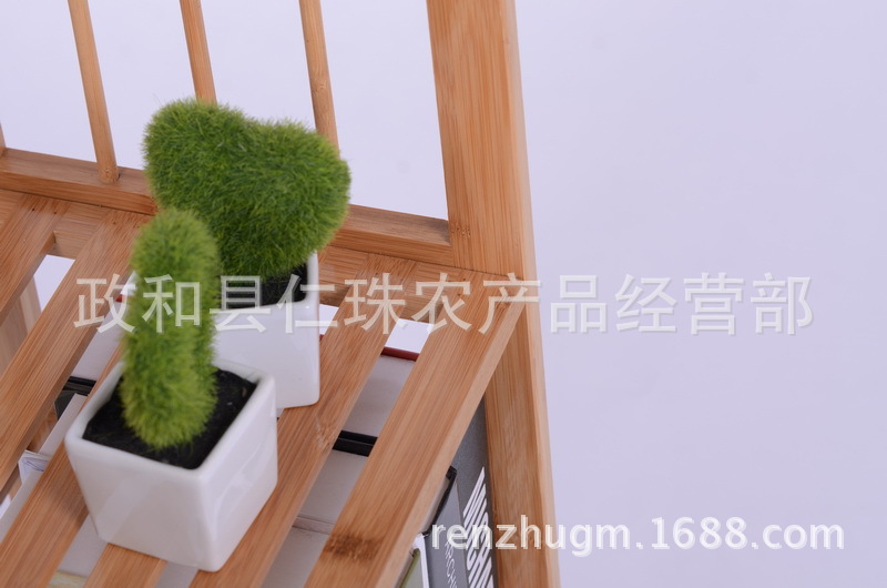 简约现代实木 简易书架 多层楠竹条式书架 创业组合 书柜 植物架示例图16