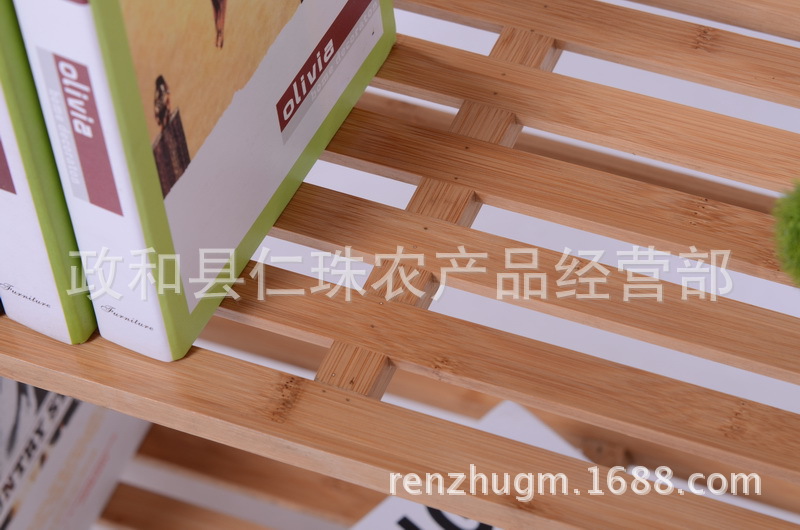 简约现代实木 简易书架 多层楠竹条式书架 创业组合 书柜 植物架示例图21
