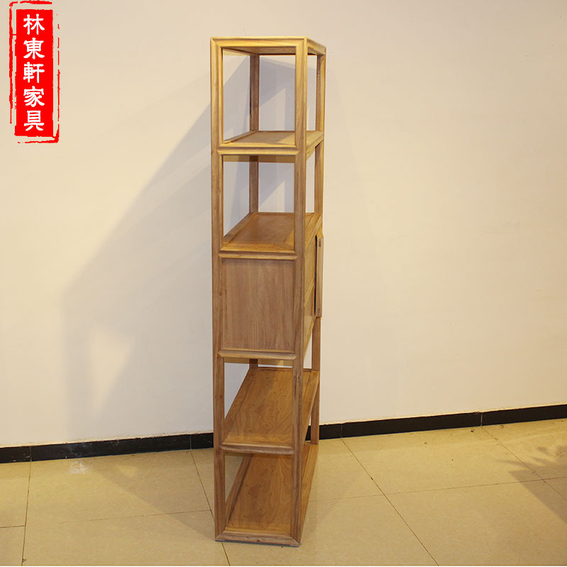 厂家批发老榆木书架现代中式家具仿古展示架实木博古架白茬古董架示例图7