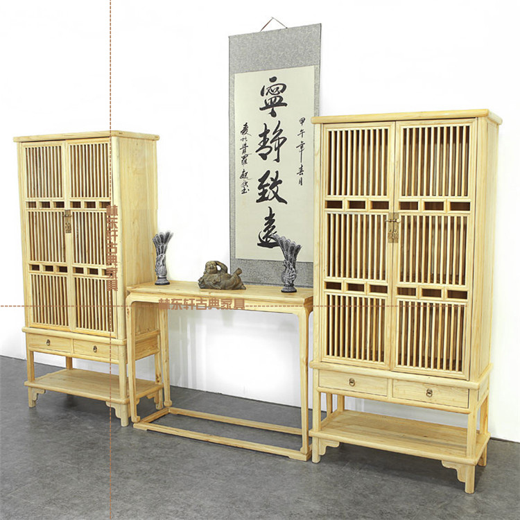批发老榆木免漆书架书柜现代中式博古架仿古原实木置物架定制示例图5