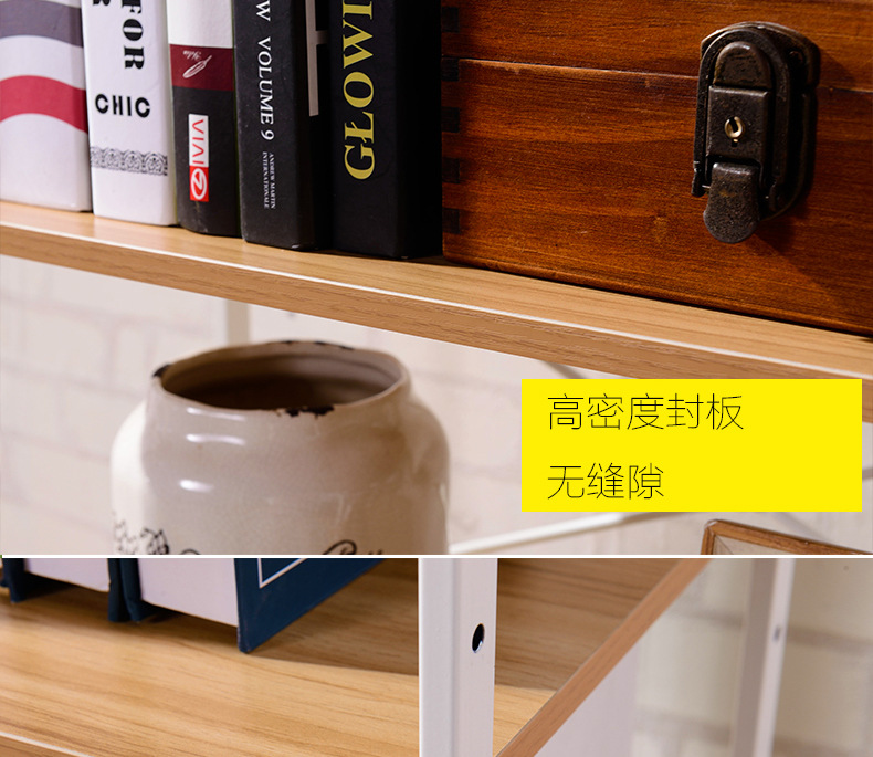 钢木简易书架客厅置物架多功能时尚家居木质展示架书房杂志储物架示例图15