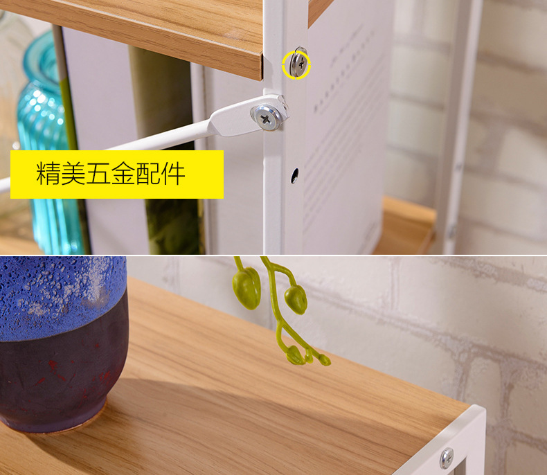 钢木简易书架客厅置物架多功能时尚家居木质展示架书房杂志储物架示例图16