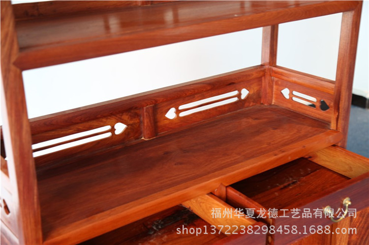 红木家具缅甸花梨博古架大果紫檀新中式书架实木家居置物架两件套示例图14