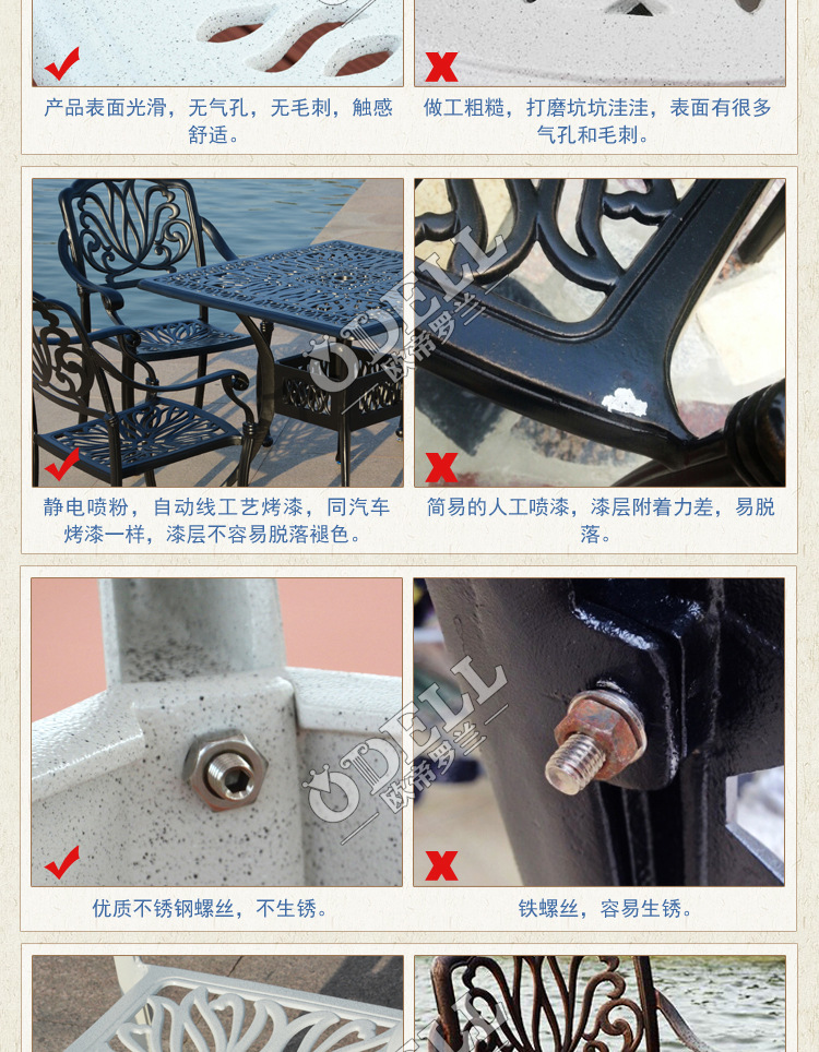 阳台露天高档铸铝桌椅组合 别墅花园家具 户外铸铝桌椅 全国包邮示例图17