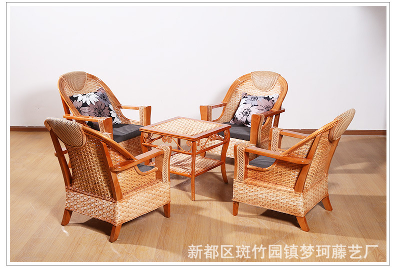 茶楼藤椅 休闲藤椅 藤编家具 藤椅五件套  户外家具休闲椅 阳台桌示例图19