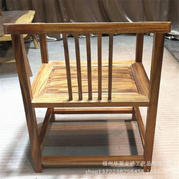 华夏龙德轩南美花梨胡桃木斜方椅子实木大板桌配套中式简约休闲椅示例图10