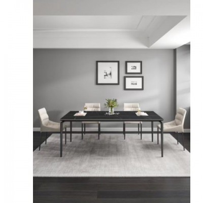 德利丰岩板餐桌极简家用小户型意式简约轻奢长方形高端餐桌椅组合