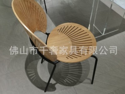北欧家用现代简约餐椅咖啡店软包贝壳椅设计师艺术餐厅靠背网红椅