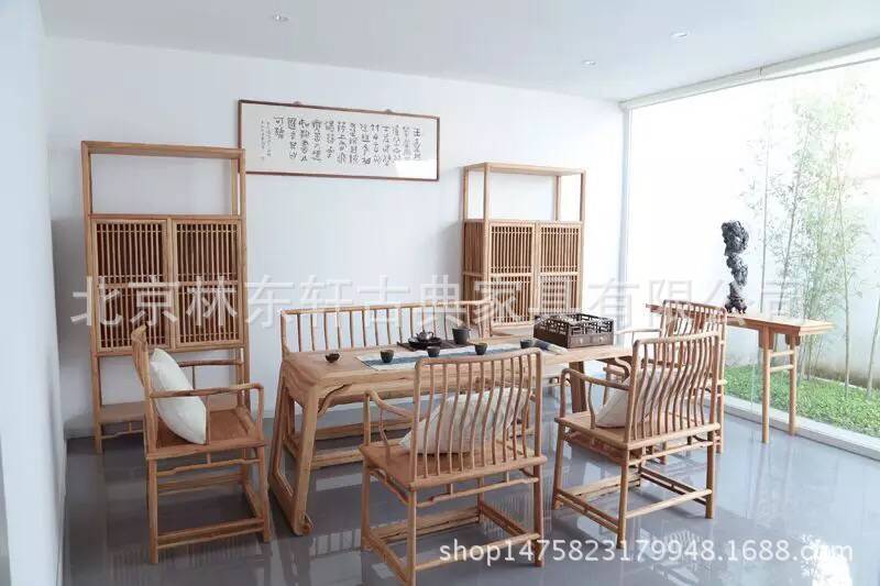 厂家批发老榆木茶桌椅组合现代中式家具仿古餐桌实木沙发椅办公桌示例图5