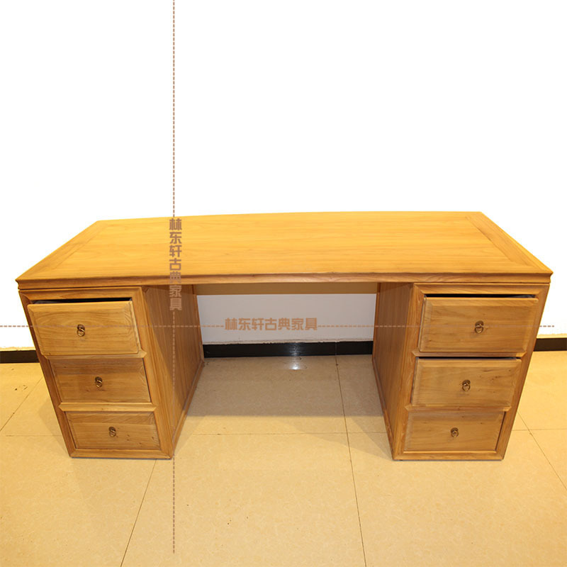 批发老榆木实木电脑办公桌写字台现代中式仿古家具免漆示例图4