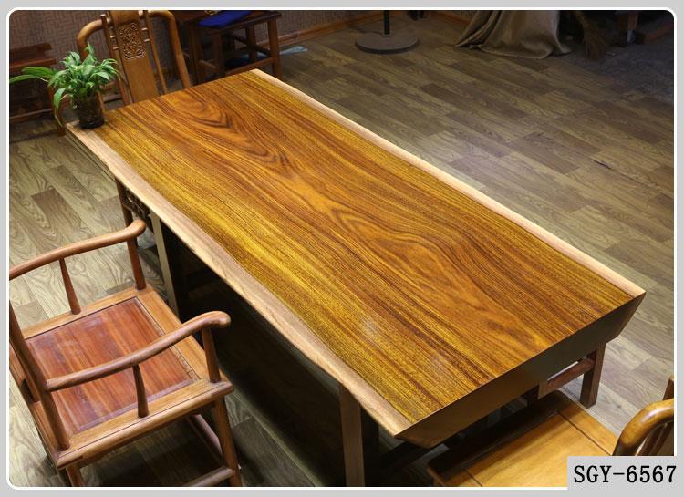 奥坎实木大板桌平板桌红木茶桌茶台画案办公桌会议桌根雕大班台示例图10