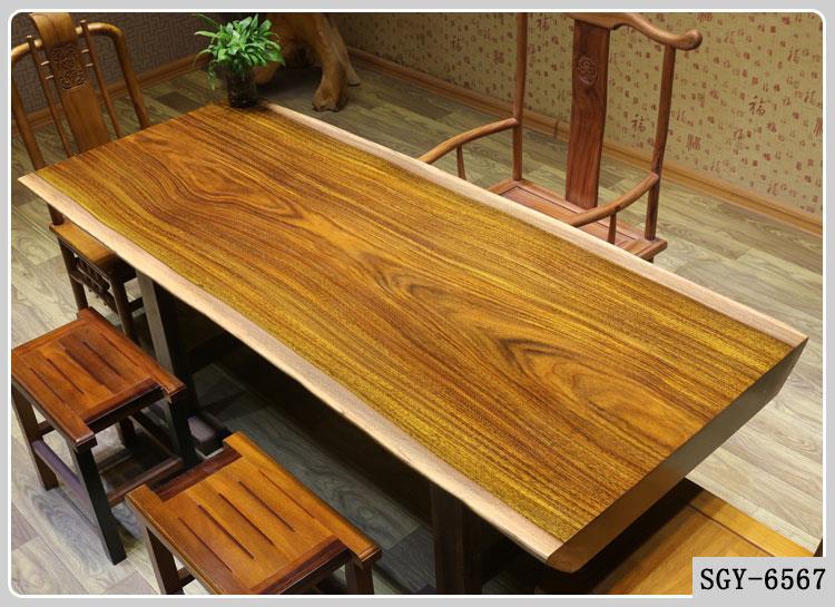 奥坎实木大板桌平板桌红木茶桌茶台画案办公桌会议桌根雕大班台示例图7