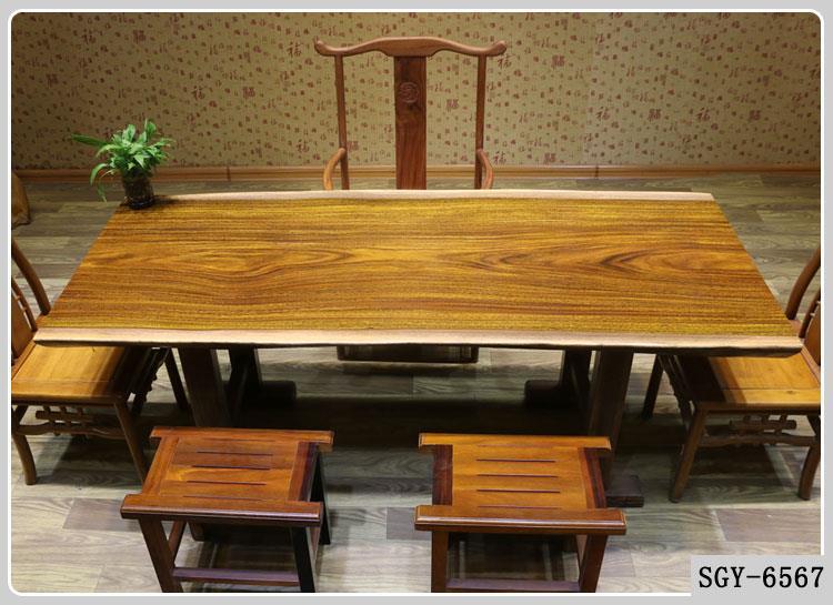 奥坎实木大板桌平板桌红木茶桌茶台画案办公桌会议桌根雕大班台示例图11