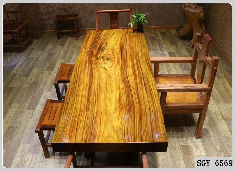 实木大板桌奥坎大班台非洲绿心檀实木茶桌老板办公桌 画案 餐桌示例图10