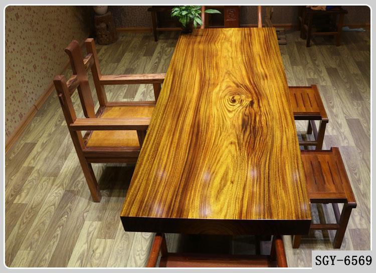 实木大板桌奥坎大班台非洲绿心檀实木茶桌老板办公桌 画案 餐桌示例图7