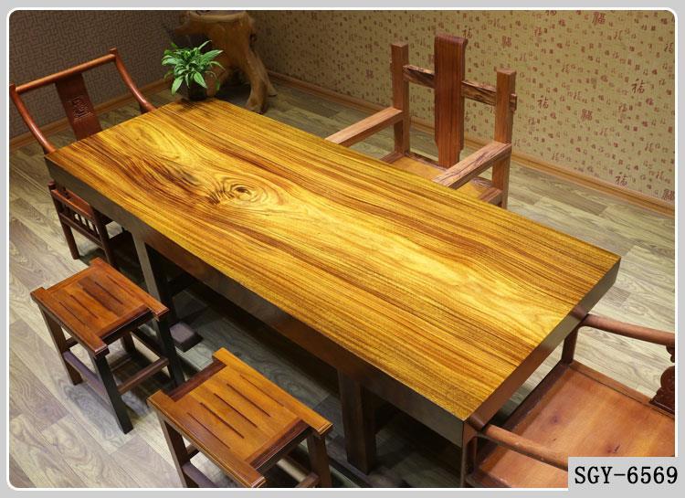 实木大板桌奥坎大班台非洲绿心檀实木茶桌老板办公桌 画案 餐桌示例图9