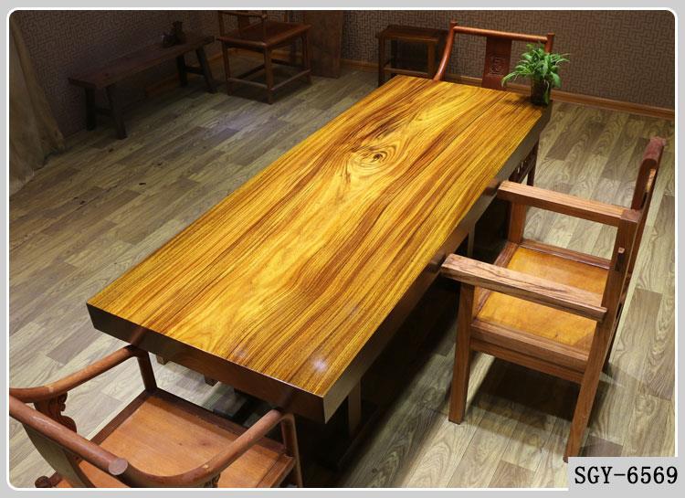 实木大板桌奥坎大班台非洲绿心檀实木茶桌老板办公桌 画案 餐桌示例图11
