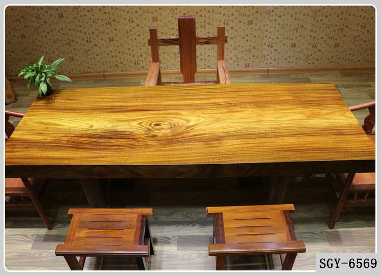 实木大板桌奥坎大班台非洲绿心檀实木茶桌老板办公桌 画案 餐桌示例图12