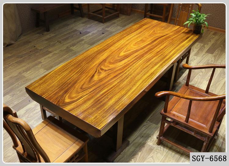 红木奥坎巴花黄花梨实木大板桌原木茶桌茶台餐桌老板桌总裁桌示例图6