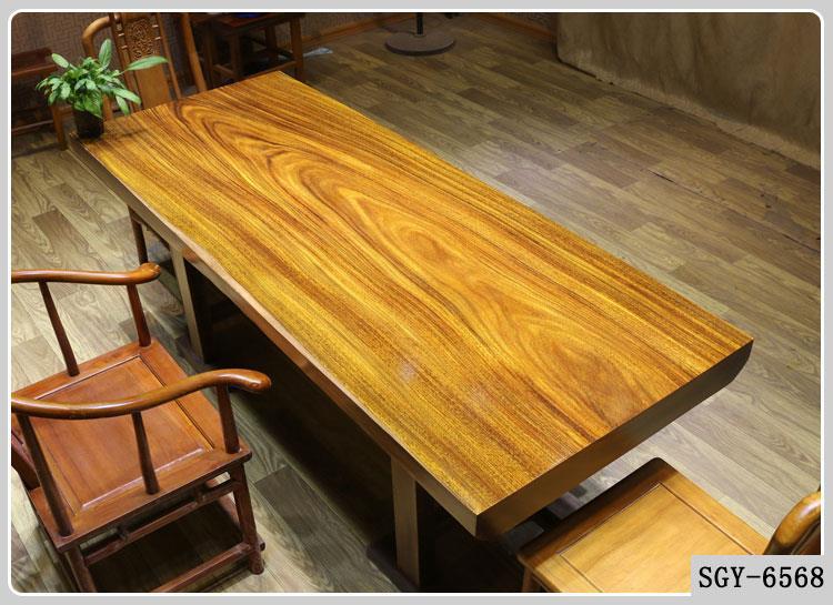 红木奥坎巴花黄花梨实木大板桌原木茶桌茶台餐桌老板桌总裁桌示例图8
