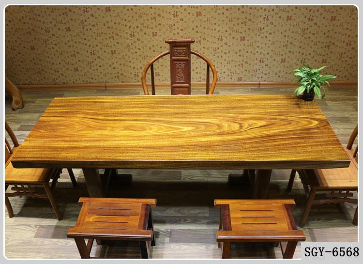 红木奥坎巴花黄花梨实木大板桌原木茶桌茶台餐桌老板桌总裁桌示例图11