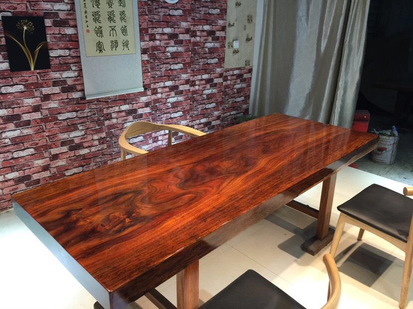 非洲奥坎实木大板桌 办公会议桌原木画案餐黄 根雕大班台绿心檀示例图8