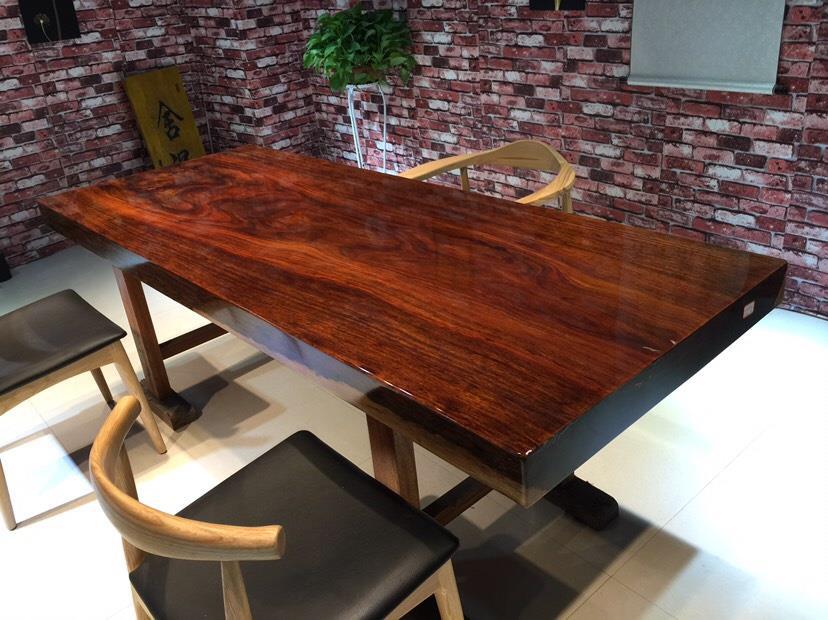 非洲奥坎实木大板桌 办公会议桌原木画案餐黄 根雕大班台绿心檀示例图7