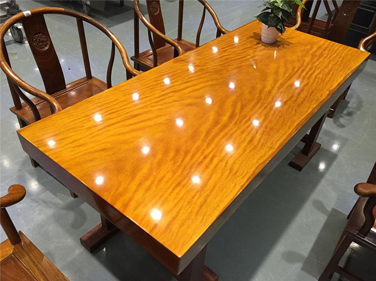 黄花梨大板 实木整体自然边大班台画案 原木树桩办公桌茶桌大板桌示例图6