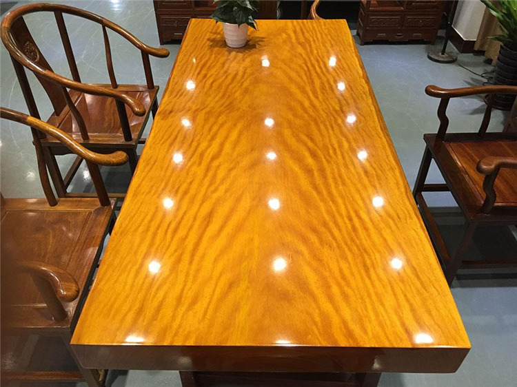 黄花梨大板 实木整体自然边大班台画案 原木树桩办公桌茶桌大板桌示例图5