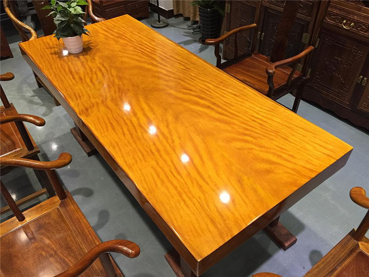 黄花梨大板 实木整体自然边大班台画案 原木树桩办公桌茶桌大板桌示例图7