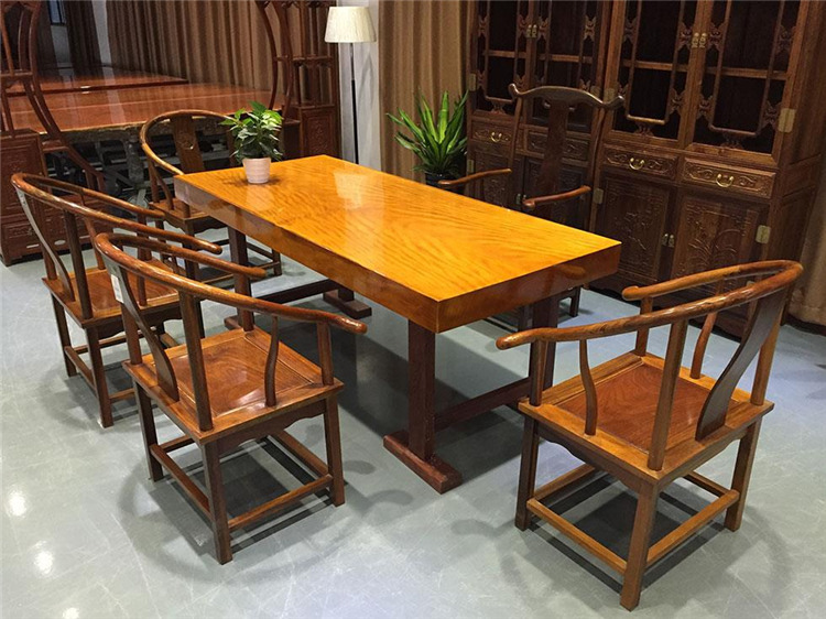 黄花梨大板 实木整体自然边大班台画案 原木树桩办公桌茶桌大板桌示例图13