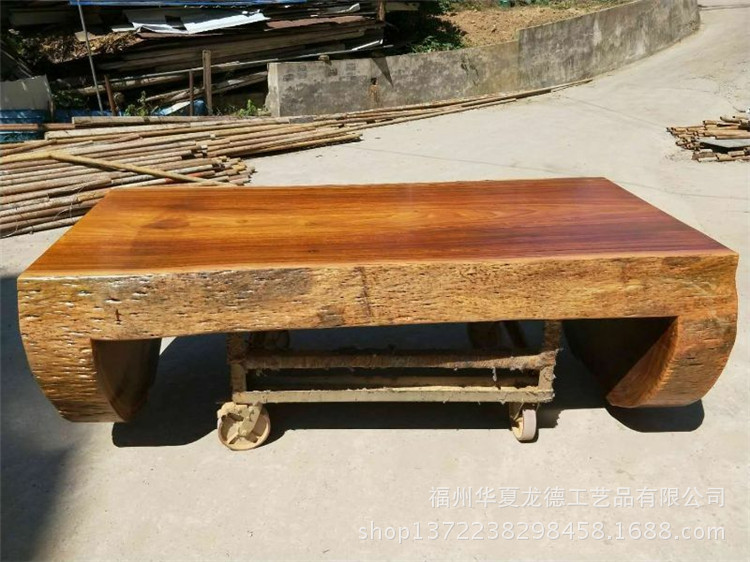 奥坎实木大板平桌原木天然整体桌子连体茶桌茶台商务办公桌可定制示例图18