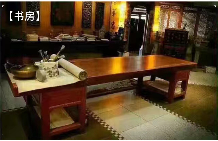 奥坎实木大板平桌原木天然整体桌子连体茶桌茶台商务办公桌可定制示例图9