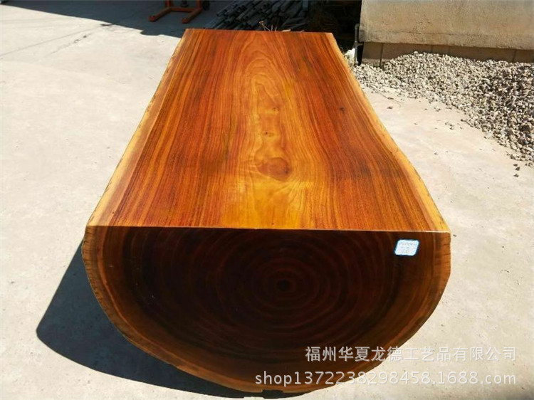 奥坎实木大板平桌原木天然整体桌子连体茶桌茶台商务办公桌可定制示例图12