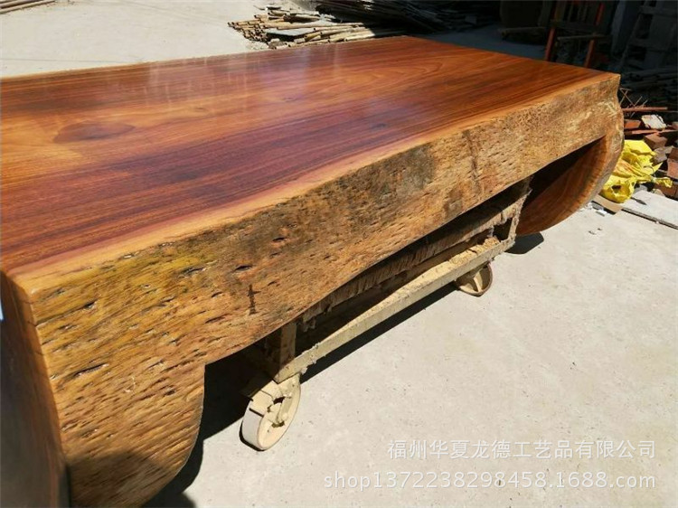 奥坎实木大板平桌原木天然整体桌子连体茶桌茶台商务办公桌可定制示例图14