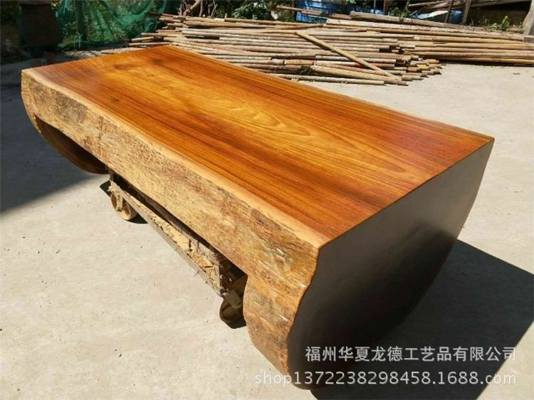 奥坎实木大板平桌原木天然整体桌子连体茶桌茶台商务办公桌可定制示例图17